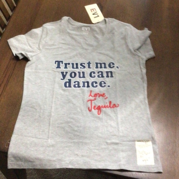 Gray Short Sleeve Tee with Blue and Red Print - Picture 2 of 7